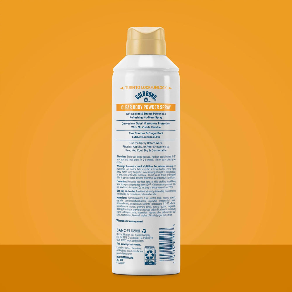 Gold Bond Clear No White Residue spray demonstrates invisible protection.