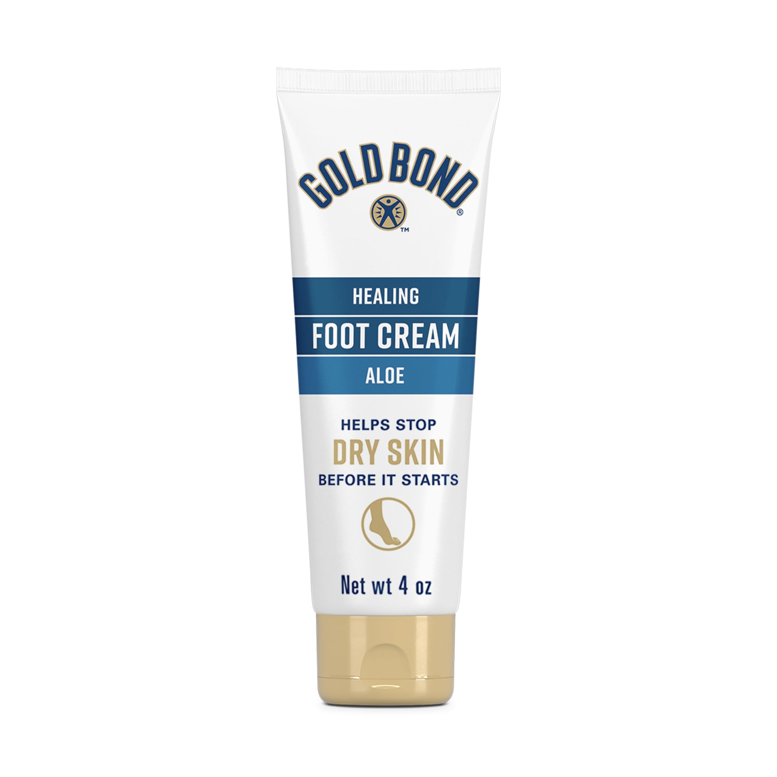 Gold Bond Healing Foot Cream aloe bottle shown for daily foot care and hydration.