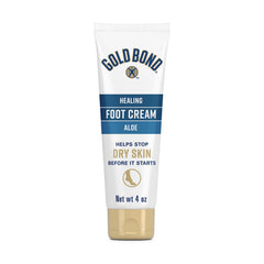 Gold Bond Healing Foot Cream aloe bottle shown for daily foot care and hydration.