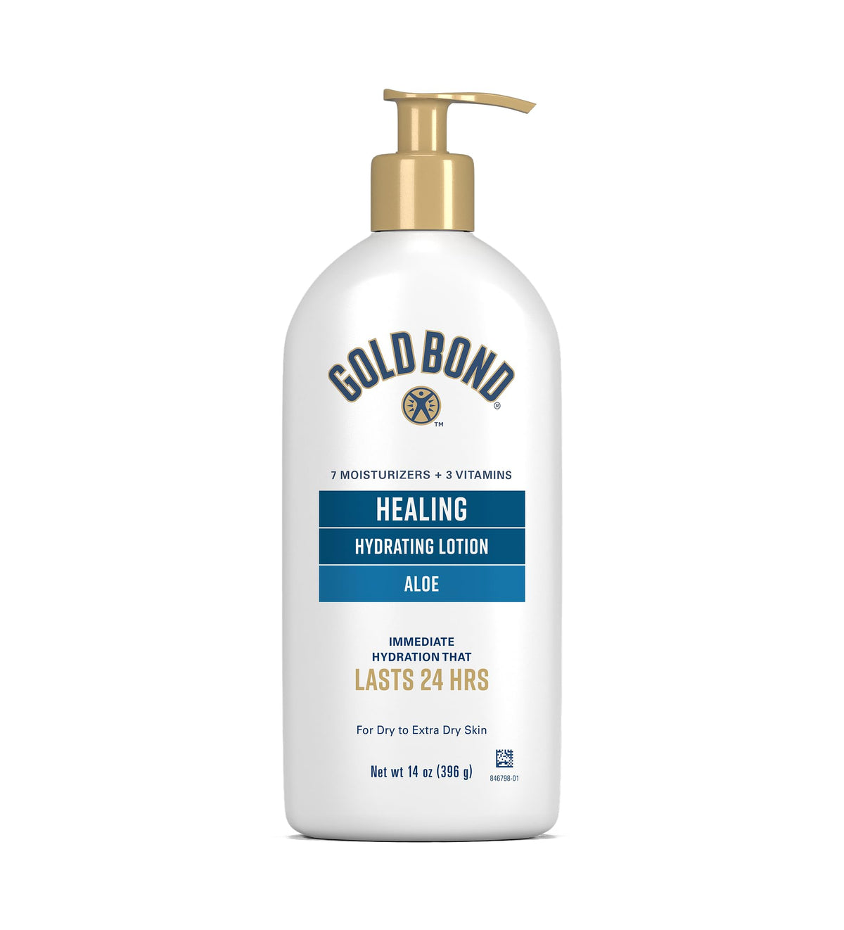 Gold Bond Healing Hydrating Lotion aloe bottle front for lasting moisture