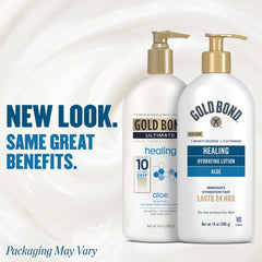 Gold Bond Healing Hydrating Lotion aloe pump top ready for daily use