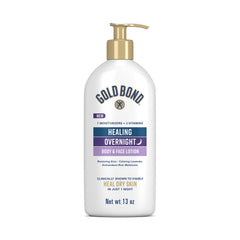 Gold Bond Healing Overnight Lotion bottle hydrates skin while you sleep