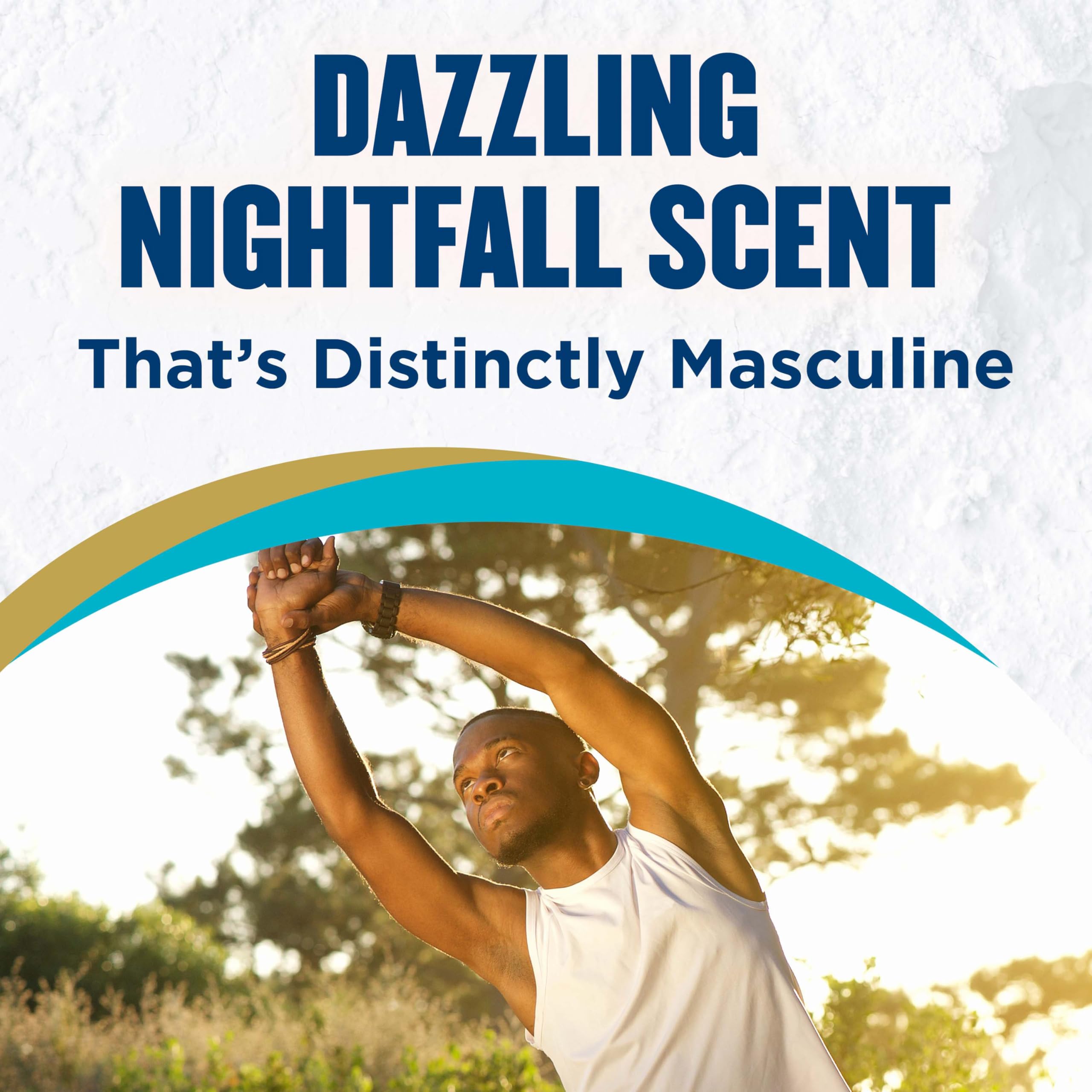 Gold Bond Men's Essentials Nightfall scent ideal for evening activities and travel.