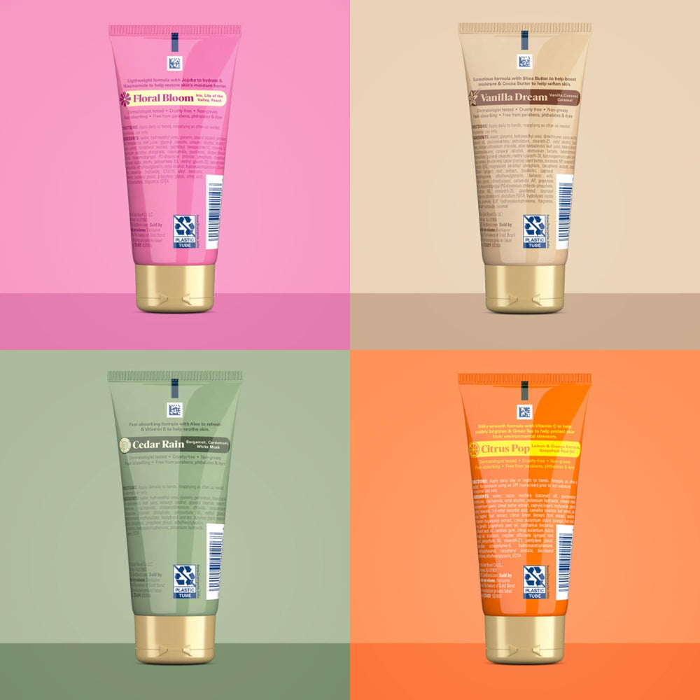 Gold Bond Scented Hand Cream Cedar Rain bottle delivers quick-absorb moisture.
