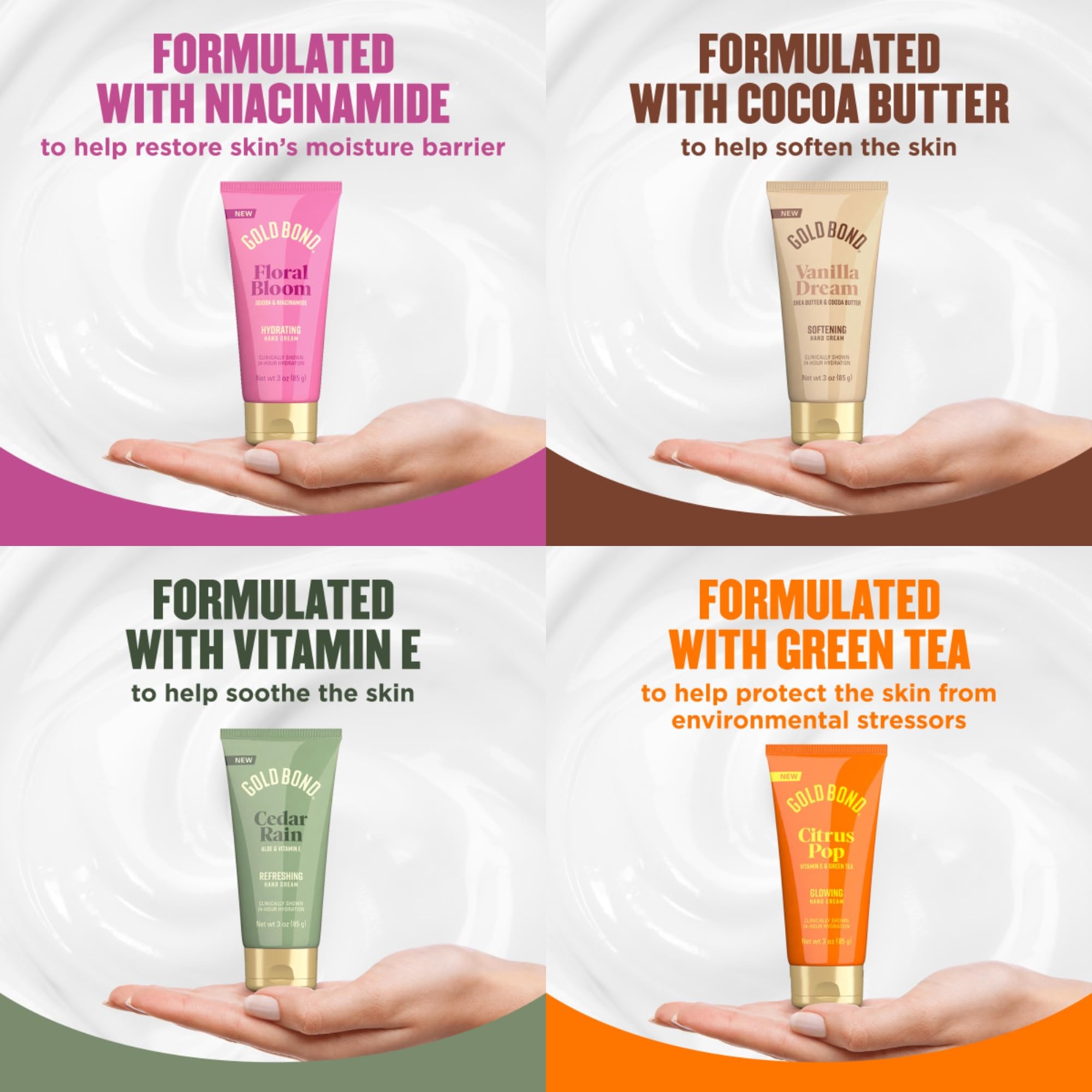 Gold Bond Scented Hand Cream Cedar Rain pack wrap supports travel-ready moisture.