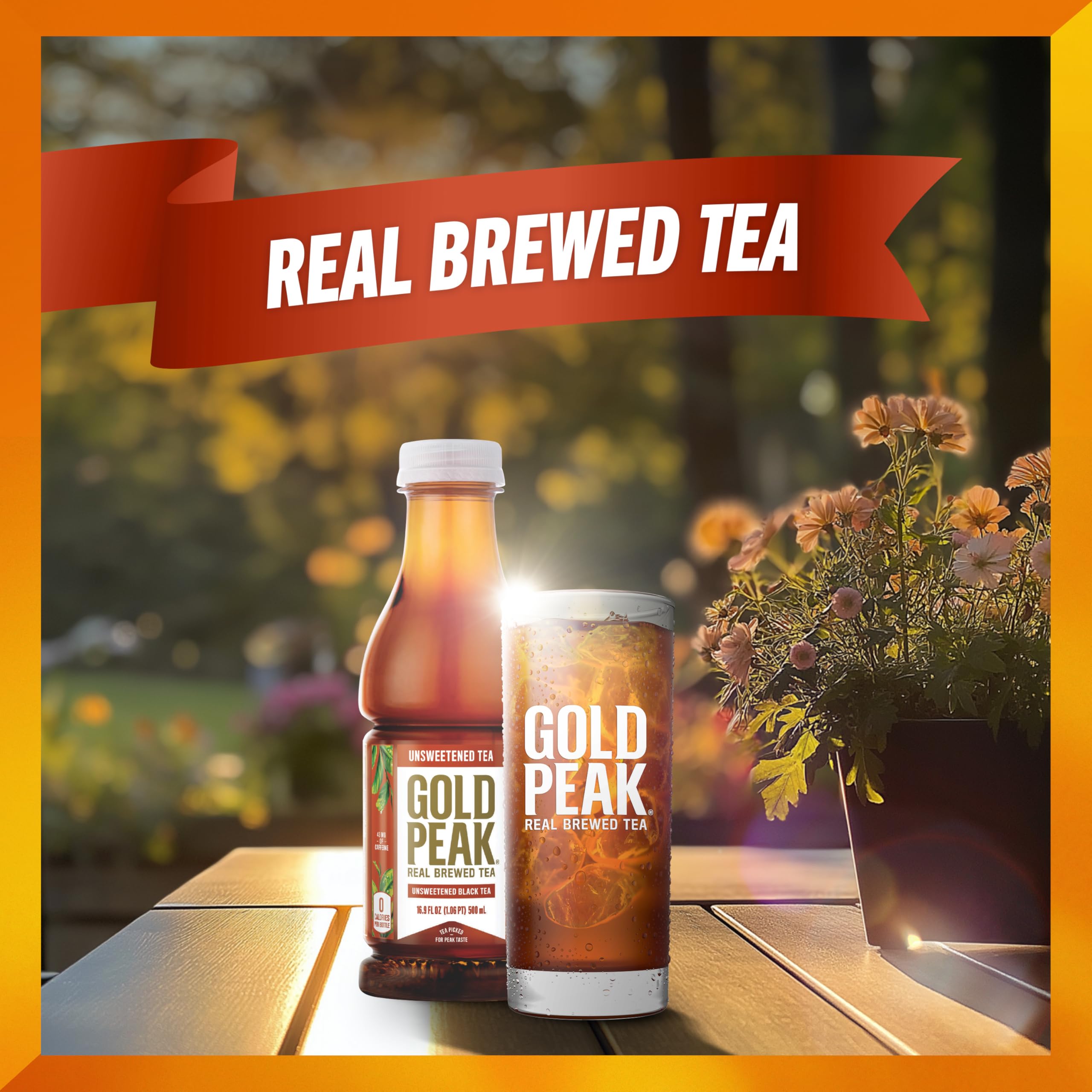 Gold Peak Unsweetened Tea glass with ice for a cool, zero-calorie sip.