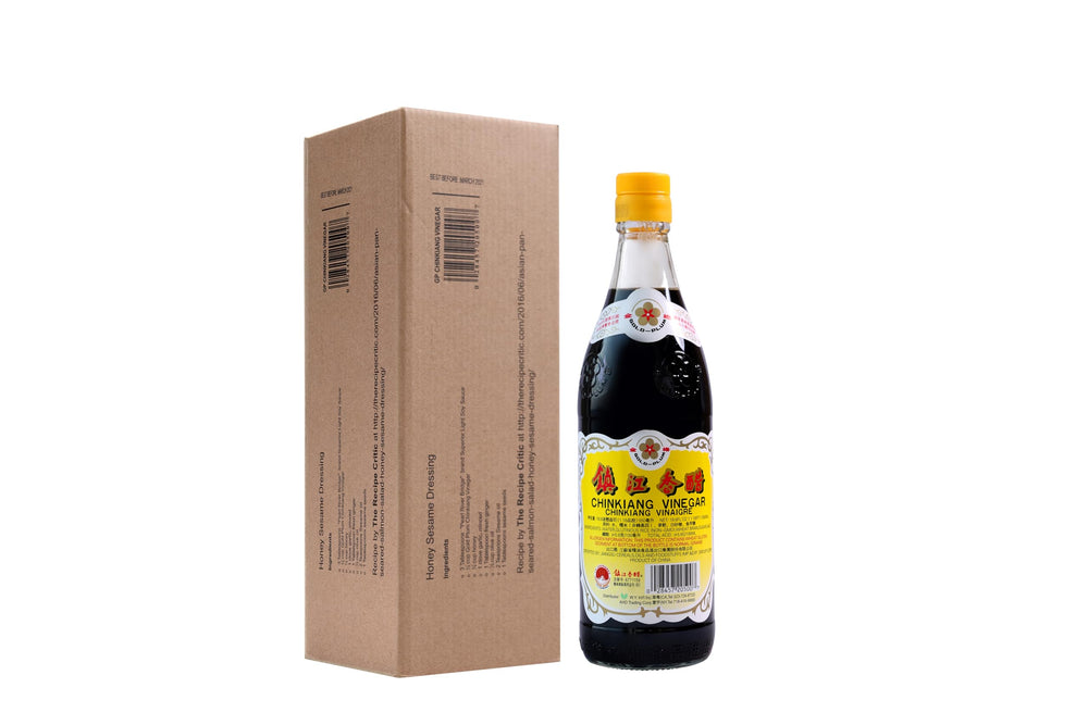 Gold Plum Chinkiang Vinegar bottle pour adds smoky umami to sauces.