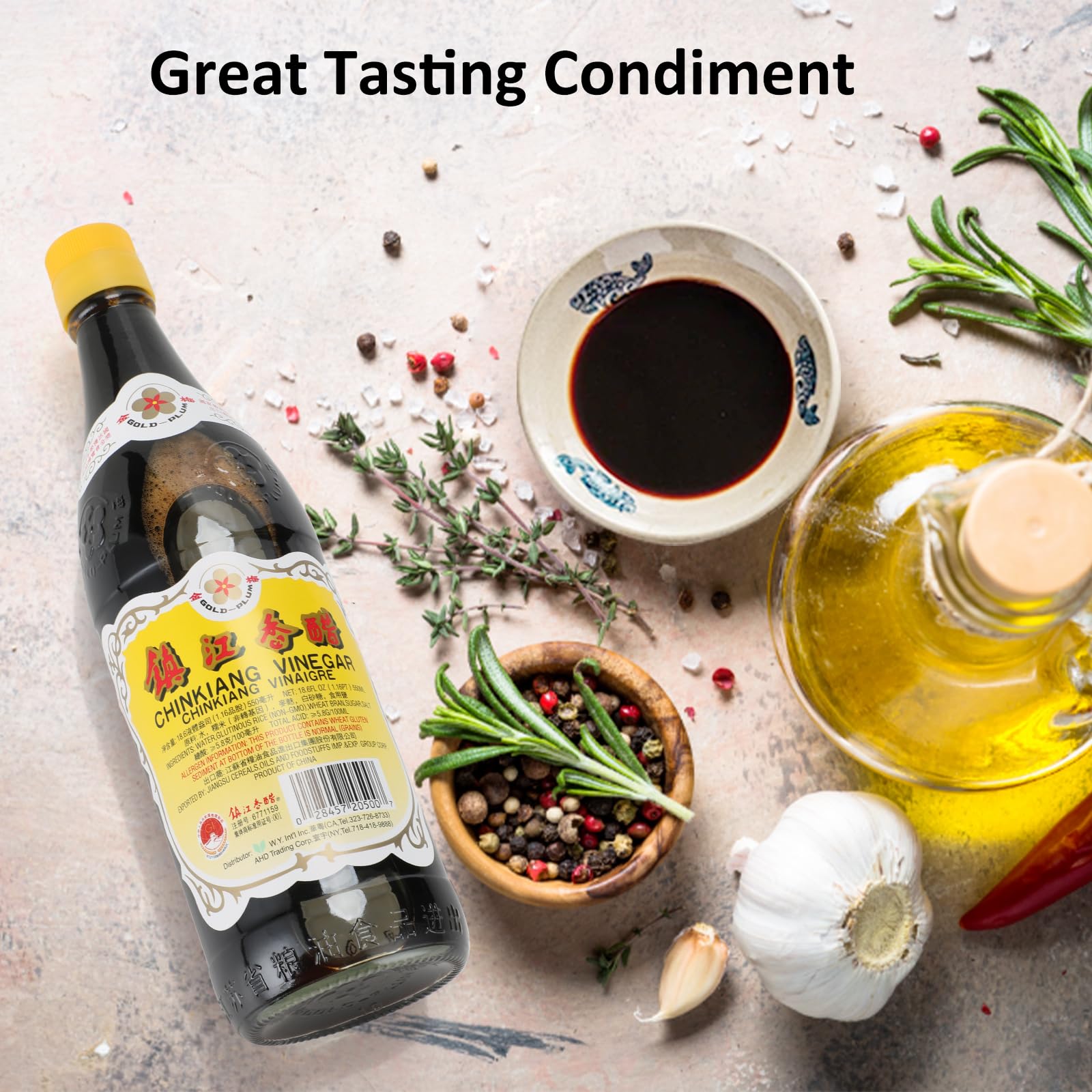 Gold Plum Chinkiang Vinegar marinade builds savory flavors.
