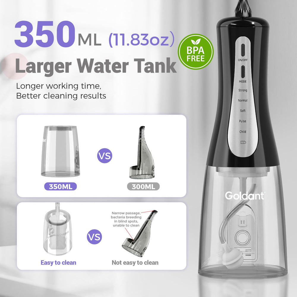 GOLDANT mode selector with five settings for personalized cleaning.