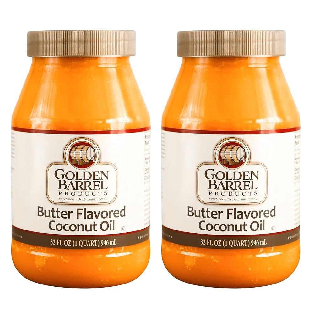 Golden Barrel butter flavored coconut oil front view, ideal for baking
