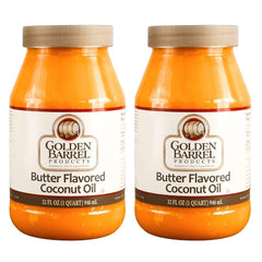 Golden Barrel butter flavored coconut oil front view, ideal for baking