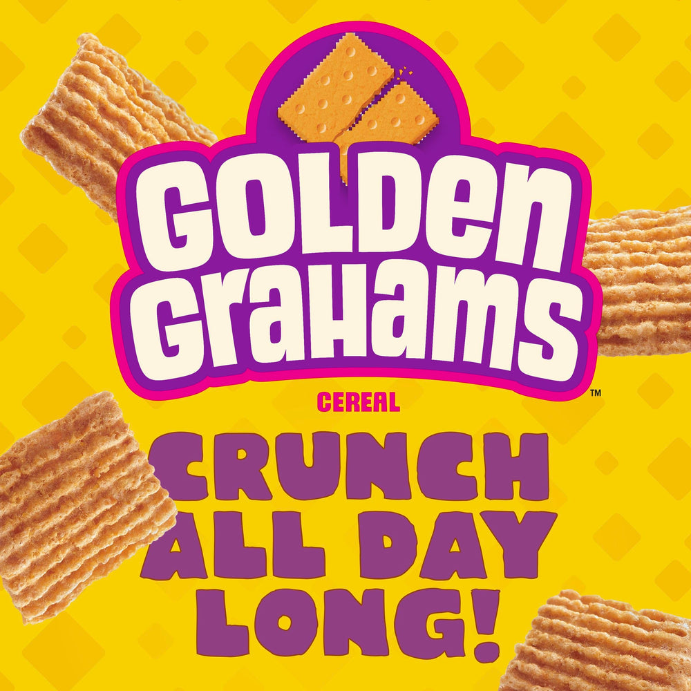 Golden Grahams 11.7 oz packaging showcases whole grain goodness.