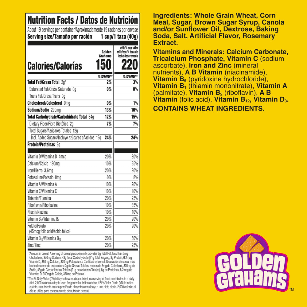 Golden Grahams bowl with milk showcasing graham cracker flavor in every bite