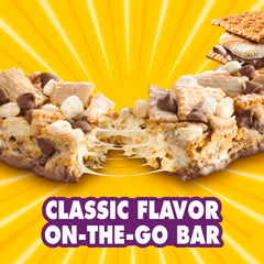Golden Grahams smores bars with chocolate chips and graham details.