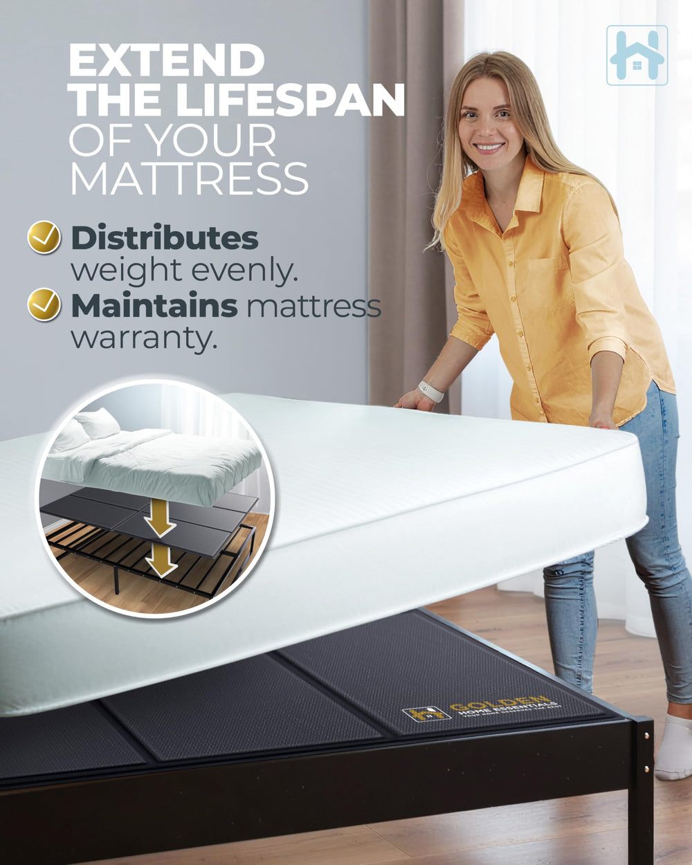 Golden Home Essentials bunkie board lightweight design enables easy movement and setup