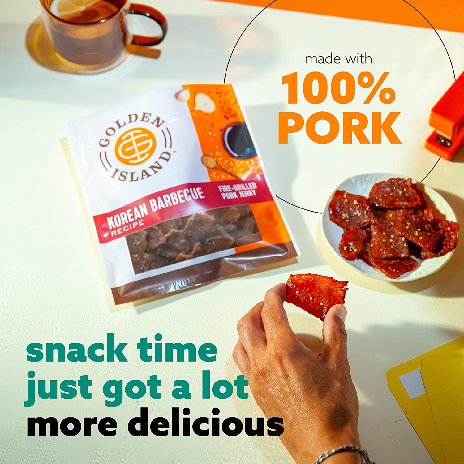 Golden Island jerky close-up, tender and juicy texture