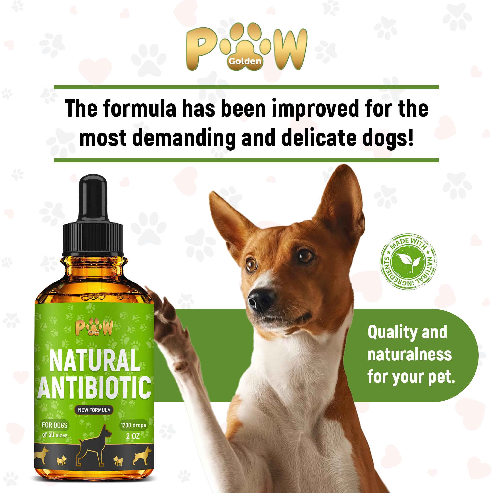 Golden Paw natural dog supplement 2 oz bottle for overall energy
