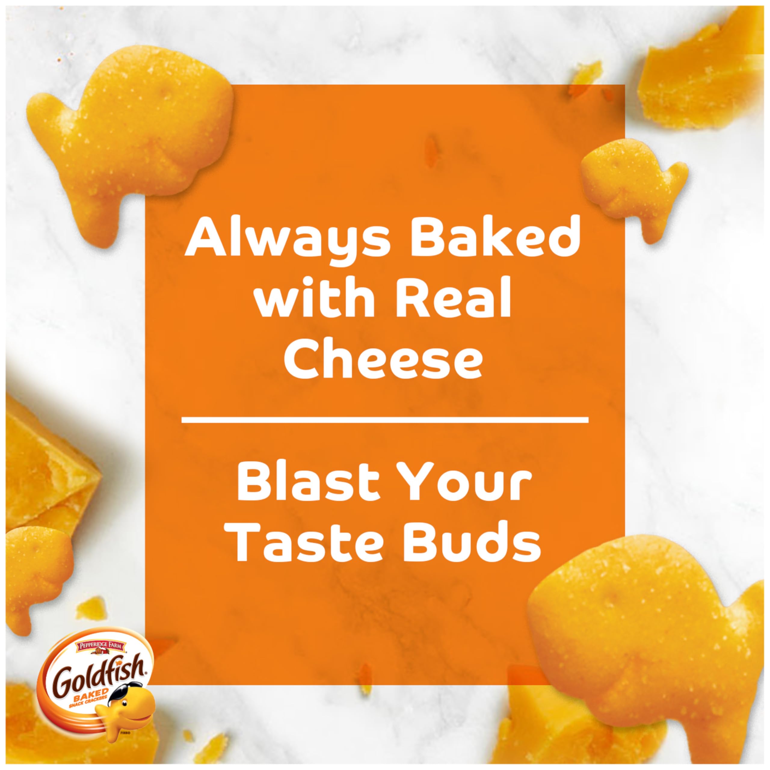 Goldfish cheddar crackers on a lunchbox for easy midday snacking.