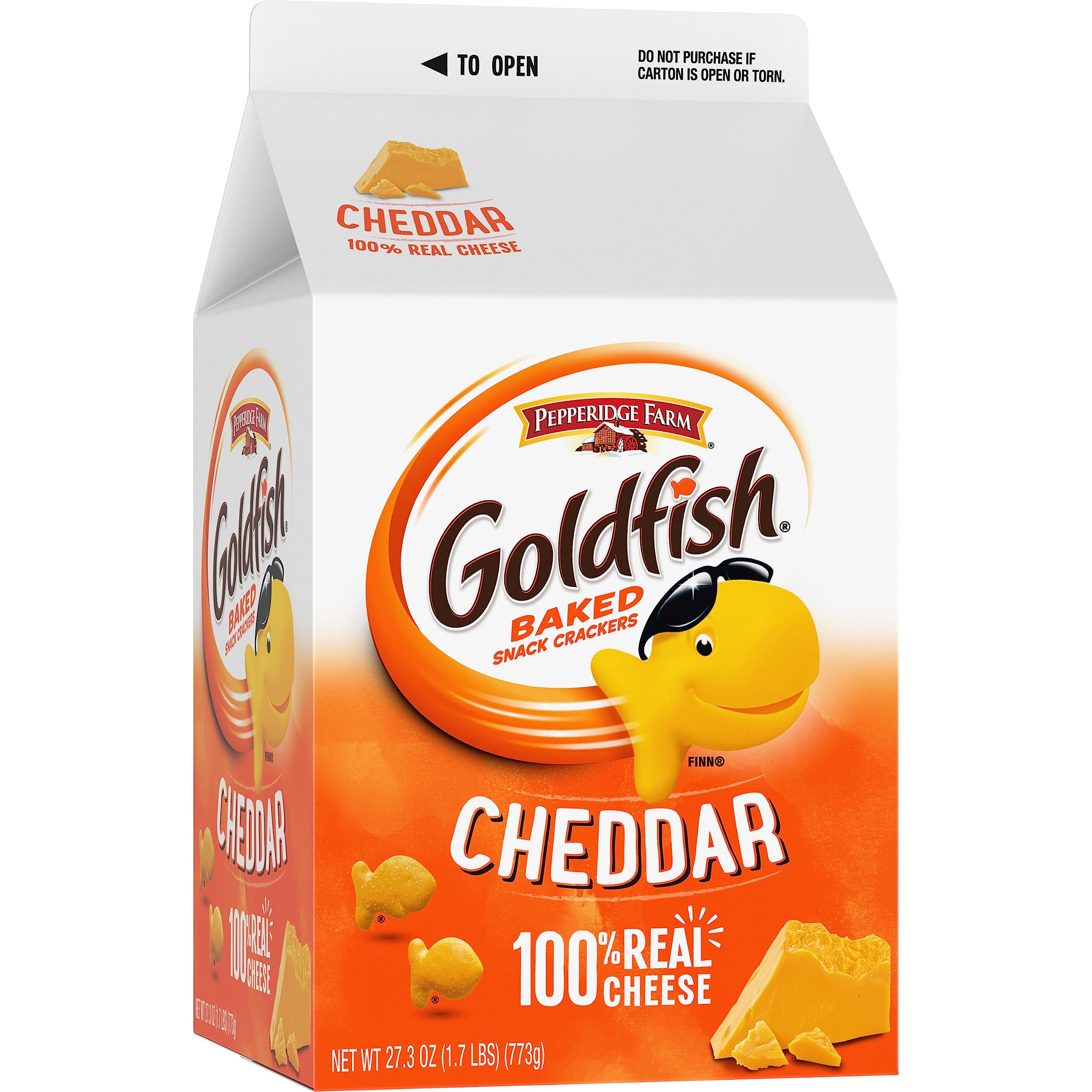Goldfish cheddar crackers plant-based colors feature clean ingredients