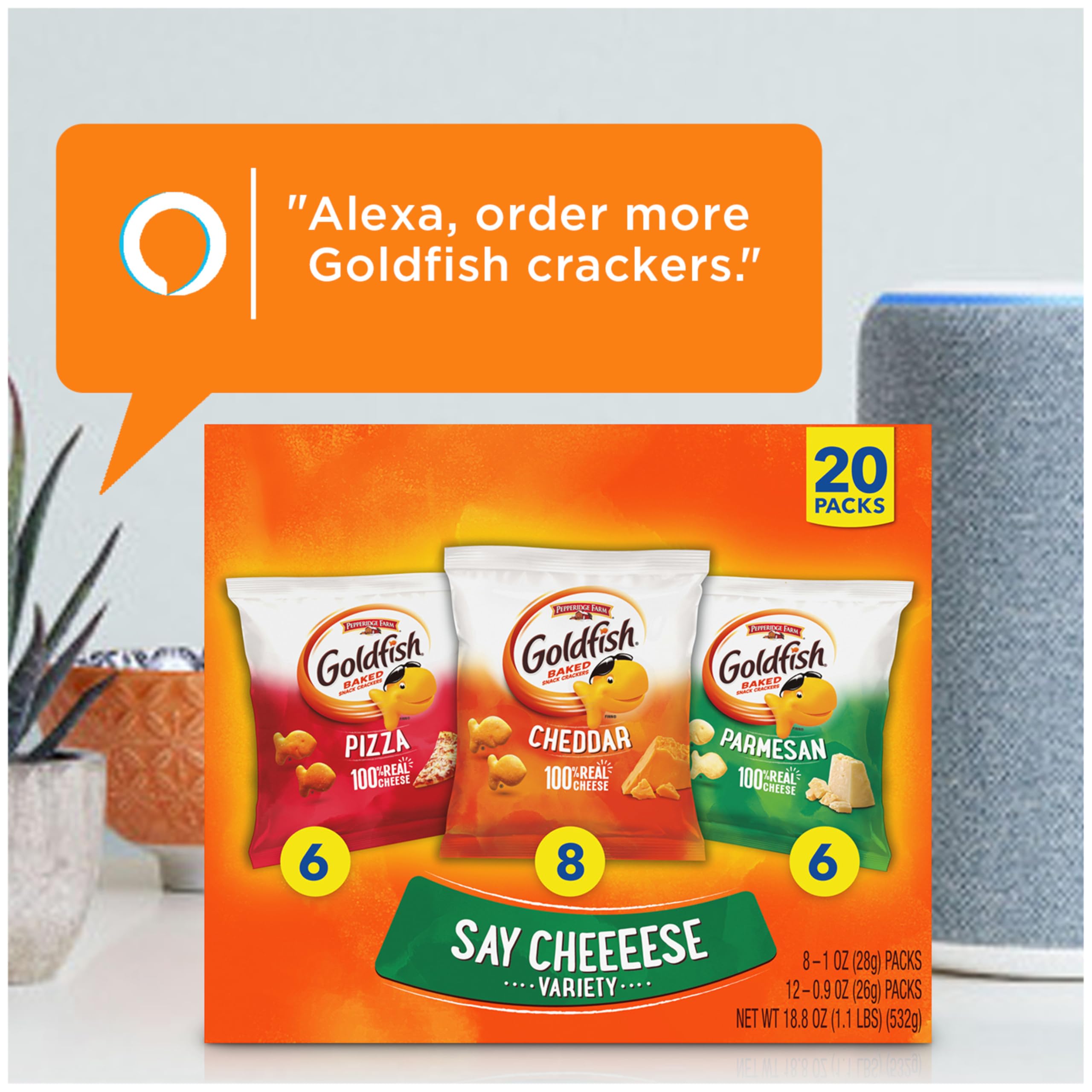 Close-up of crunchy Goldfish texture appealing to kids and adults