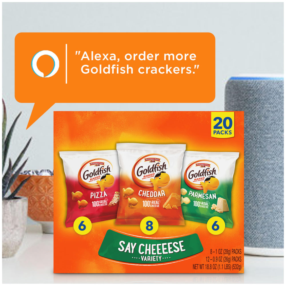Close-up of crunchy Goldfish texture appealing to kids and adults