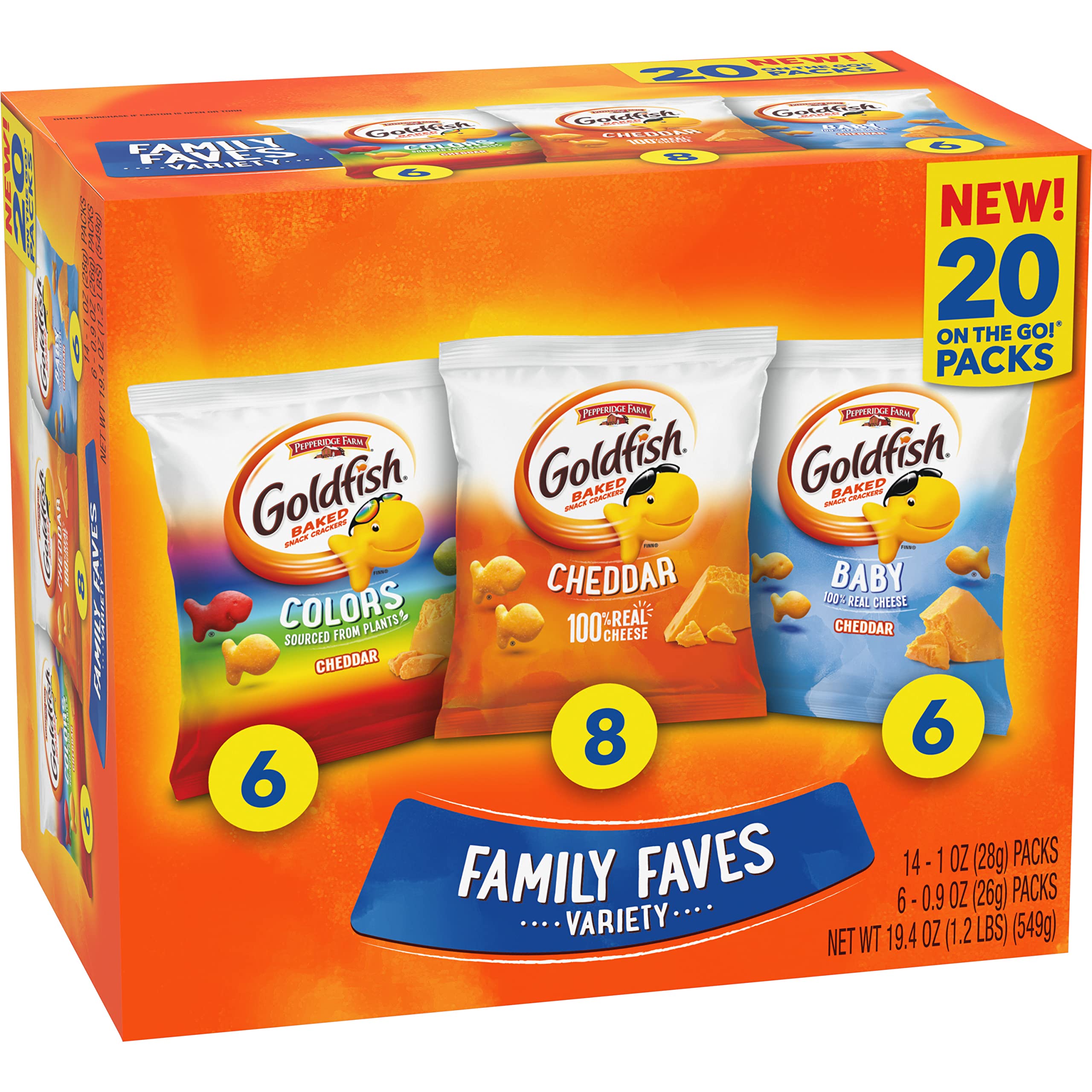 Goldfish crackers for sharing provide a crunchy, family-friendly treat.
