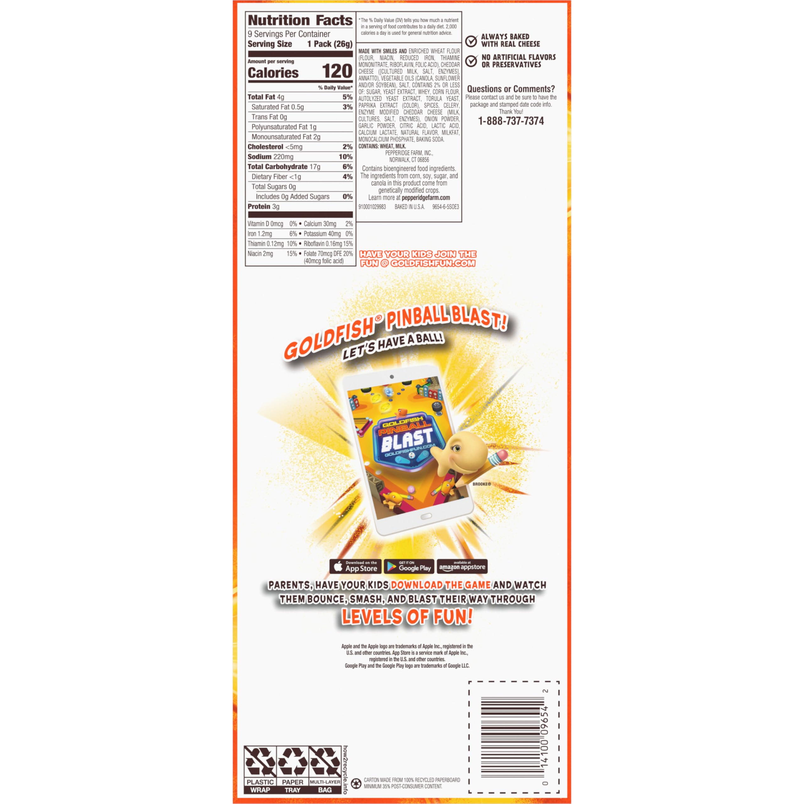 Goldfish Flavor Blasted Xtra Cheddar crackers used as soup crackers or salad croutons.