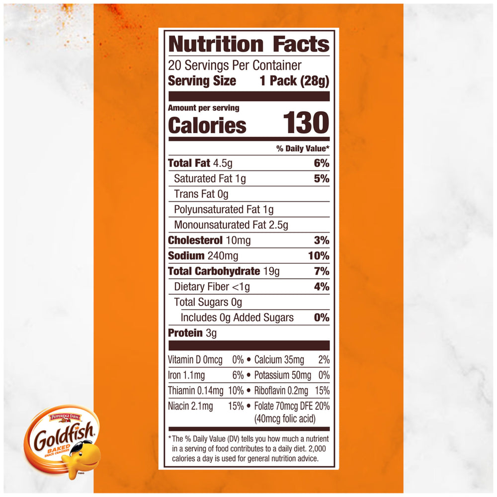 Goldfish fish-shaped crackers with a smile, kid-friendly snack.