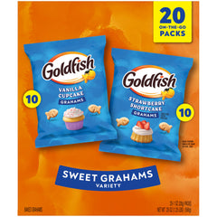 Close-up of Goldfish Grahams baked graham crackers texture.