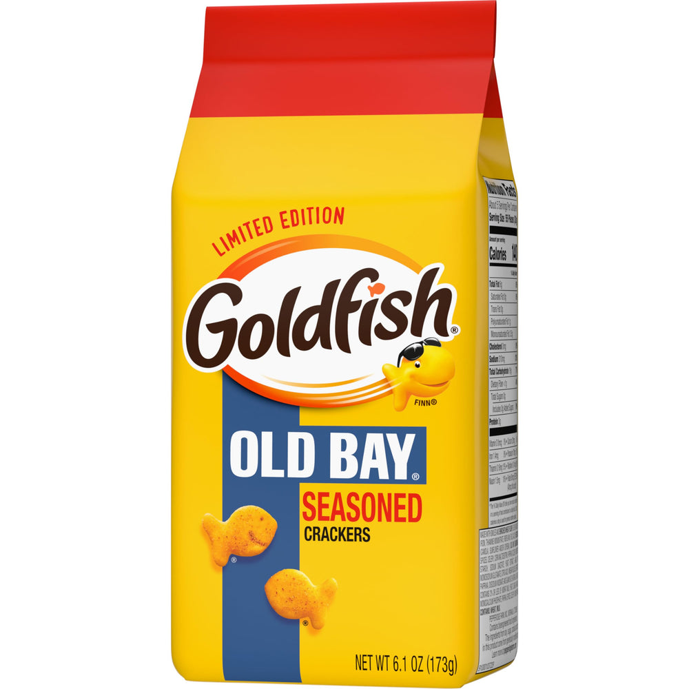 Goldfish Old Bay crackers close-up emphasizes spicy aroma cue