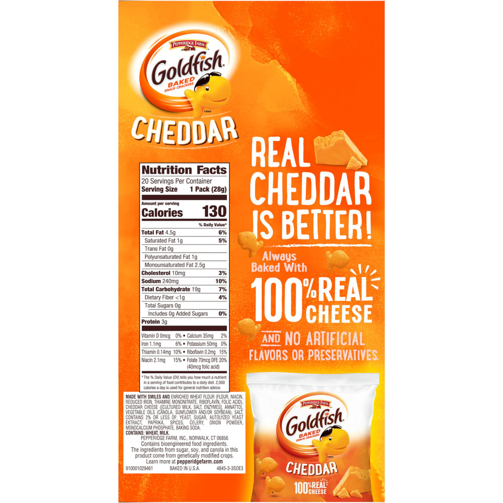 Goldfish road-trip snack, crunch and cheddar in a compact package.