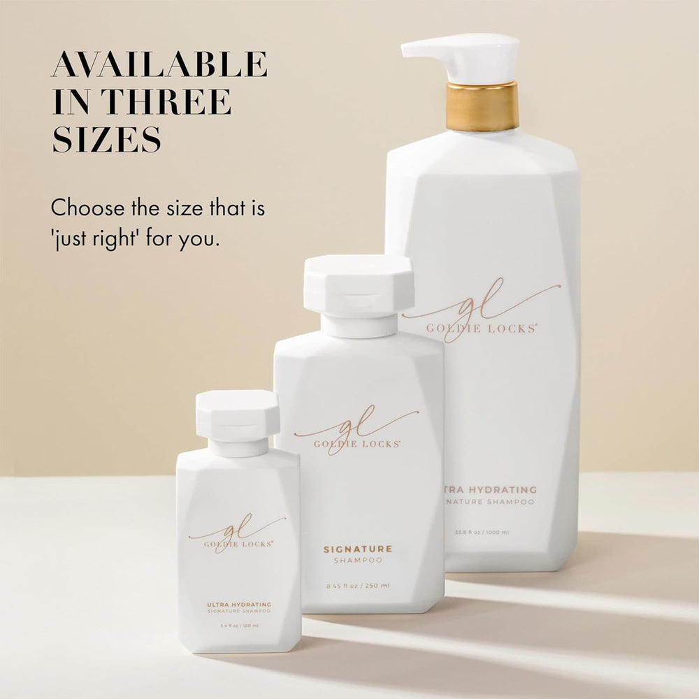 Goldie Locks Ultra Hydrating Shampoo suitable for all hair types, sulfate- and protein-free.