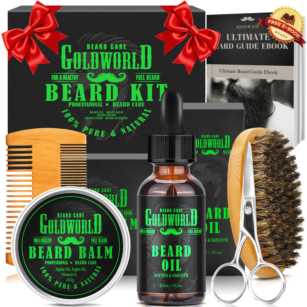 GoldWorld beard kit oil bottle pour for premium daily grooming.