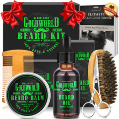 GoldWorld beard kit oil bottle pour for premium daily grooming.