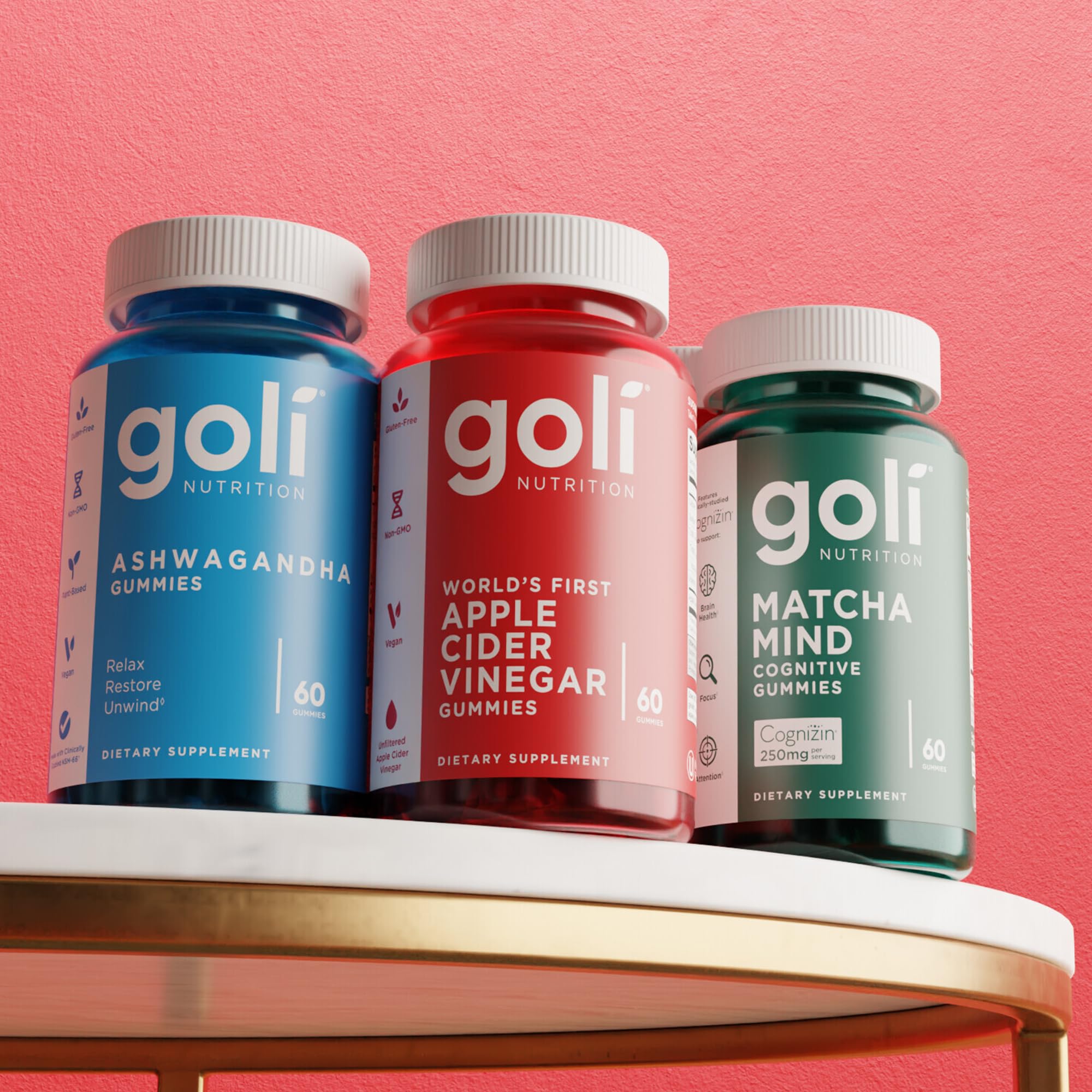 Goli 180-count three-pack packaging on display for value.