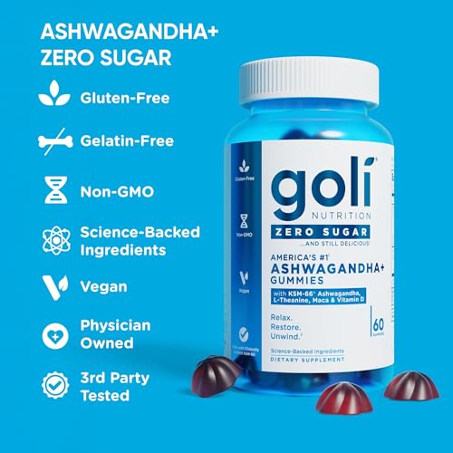 Goli Ashwagandha KSM-66 gummies close-up highlighting key extract.