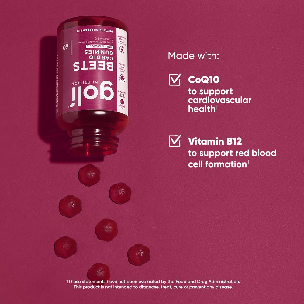 Goli Beets Cardio Gummies USA facility badge signals high-quality production.