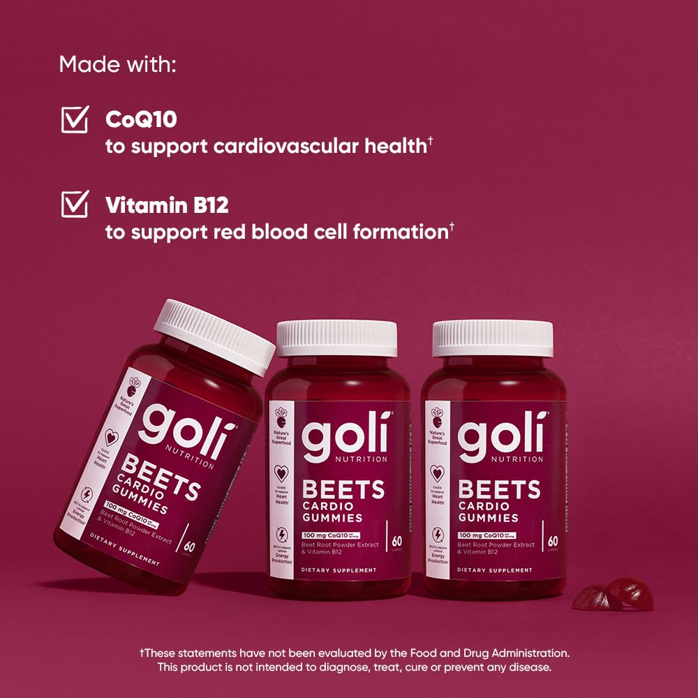 Goli Beets Cardio Gummies vegan formulation marks allergen-friendly option.