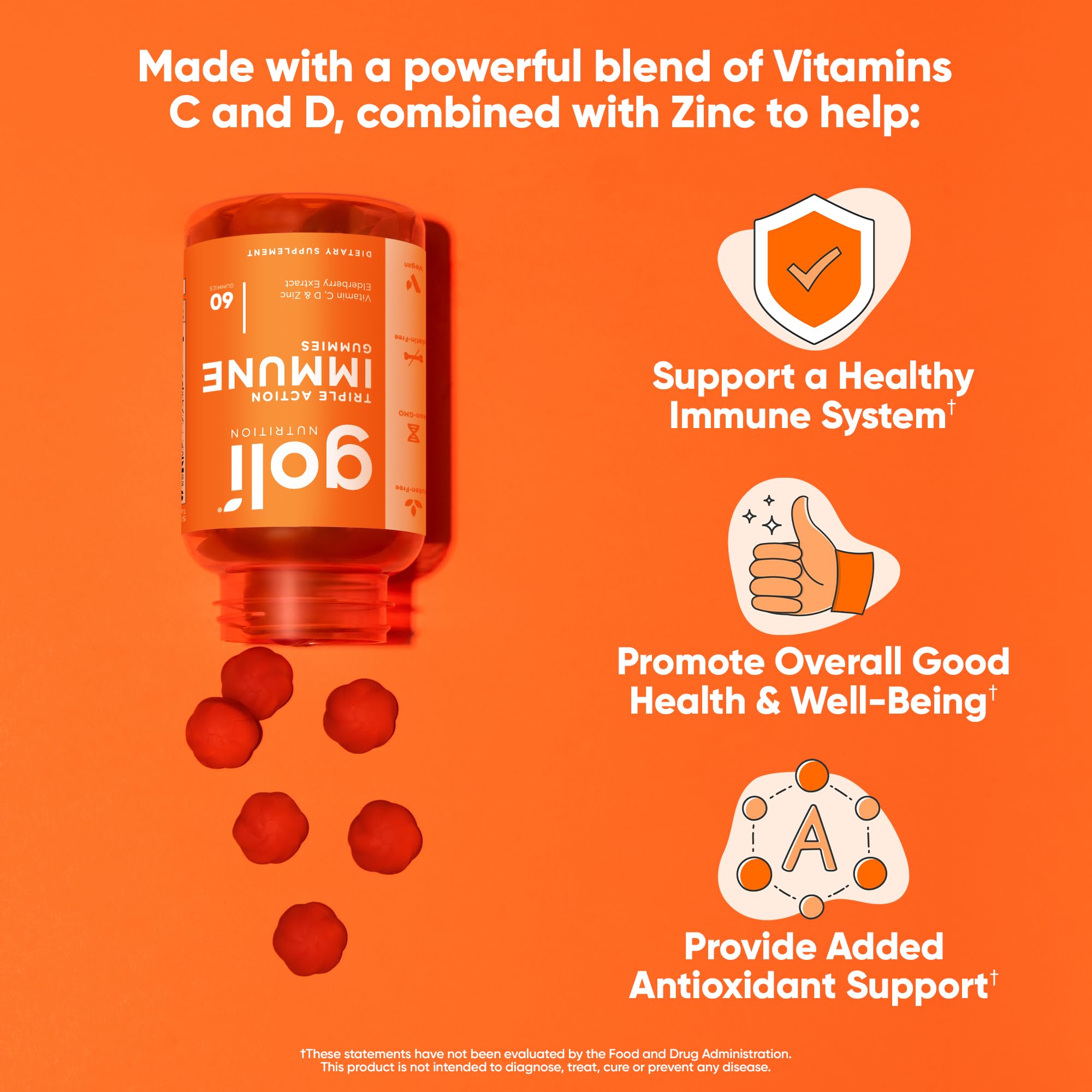 Goli logo on bottle cap emphasizing vegan and non-GMO features