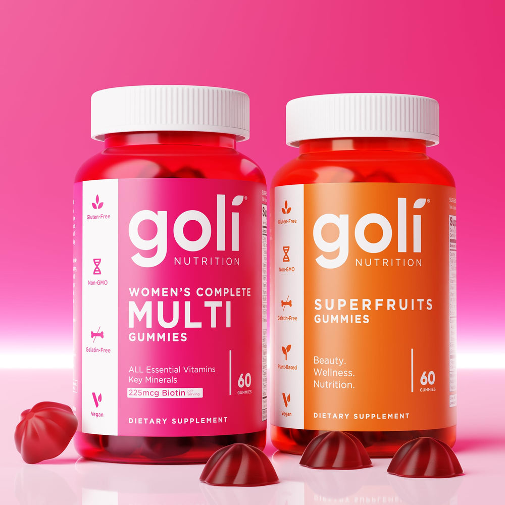 Goli gummies shown with breakfast as part of daily routine.
