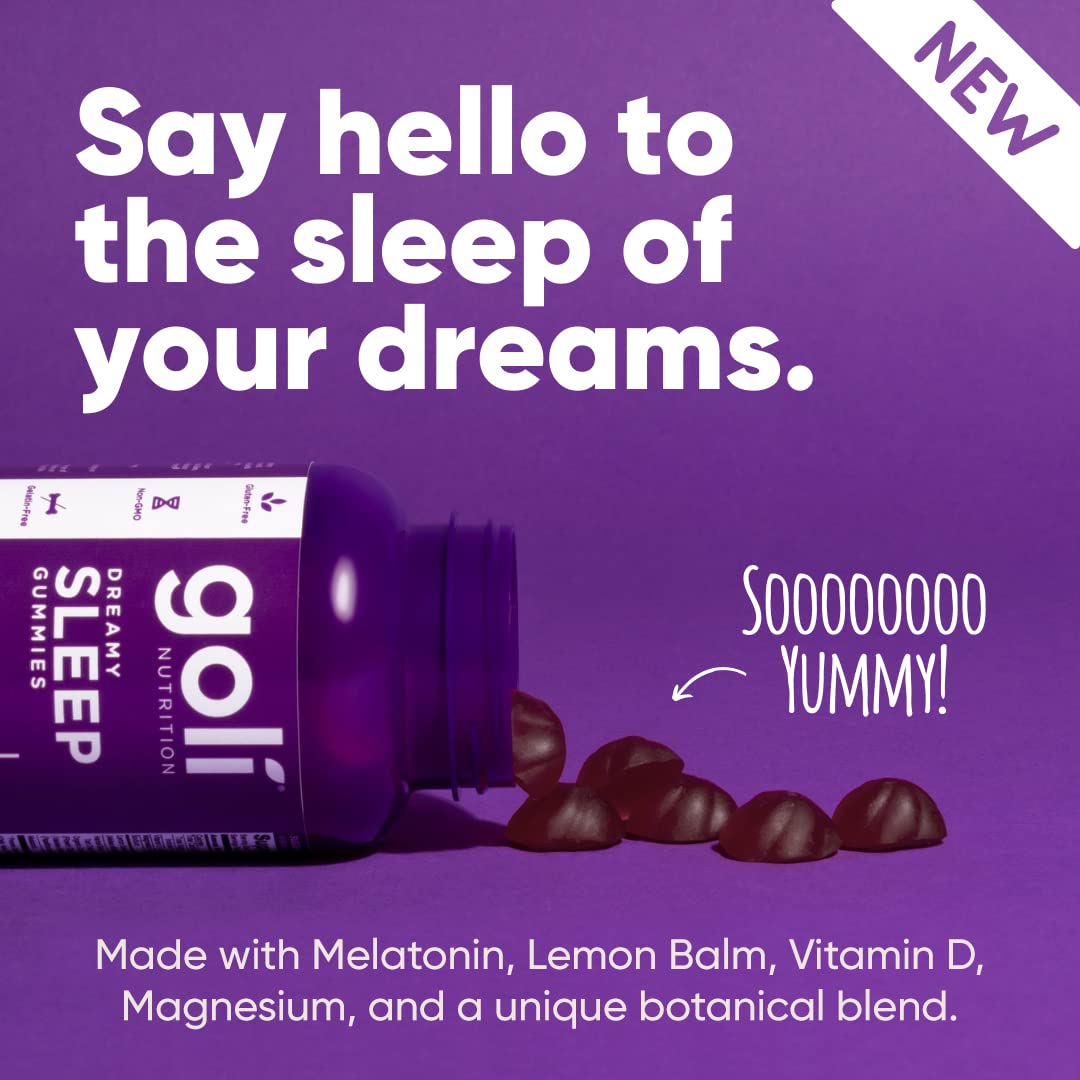 Goli Dreamy Sleep Gummies vitamin D panel highlights added wellness support.
