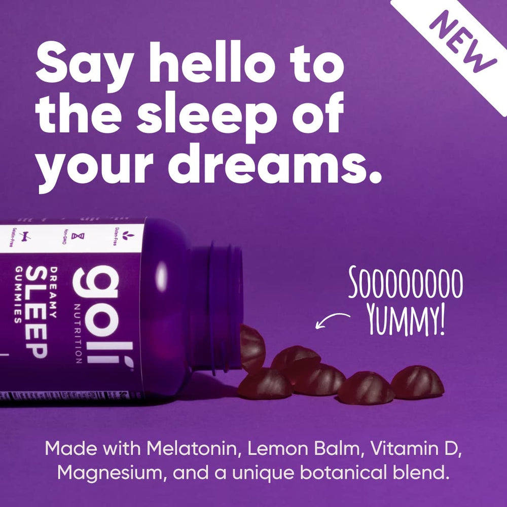 Goli Dreamy Sleep Gummies vitamin D panel highlights added wellness support.