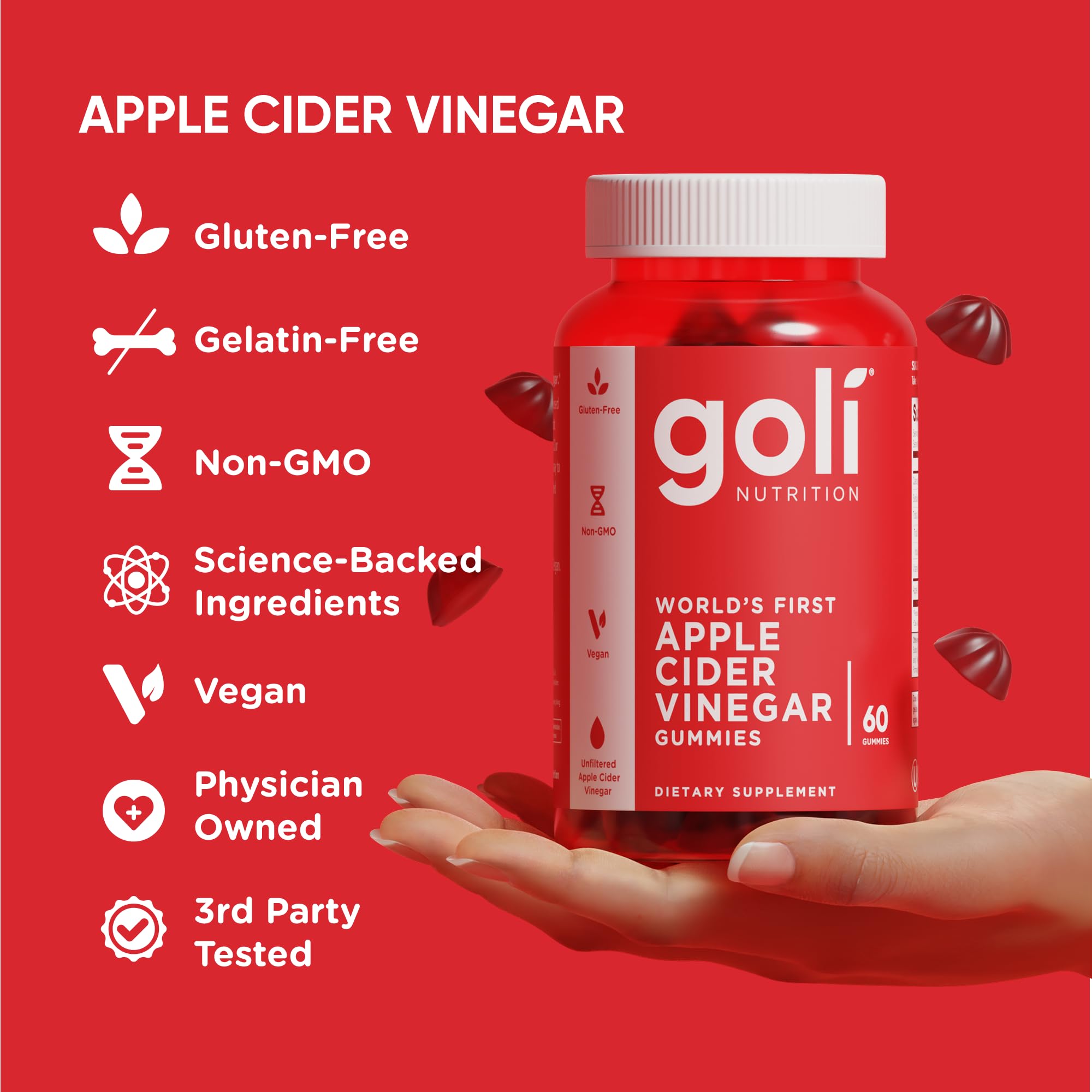 Goli gummies placed on a kitchen counter suggesting easy daily use.