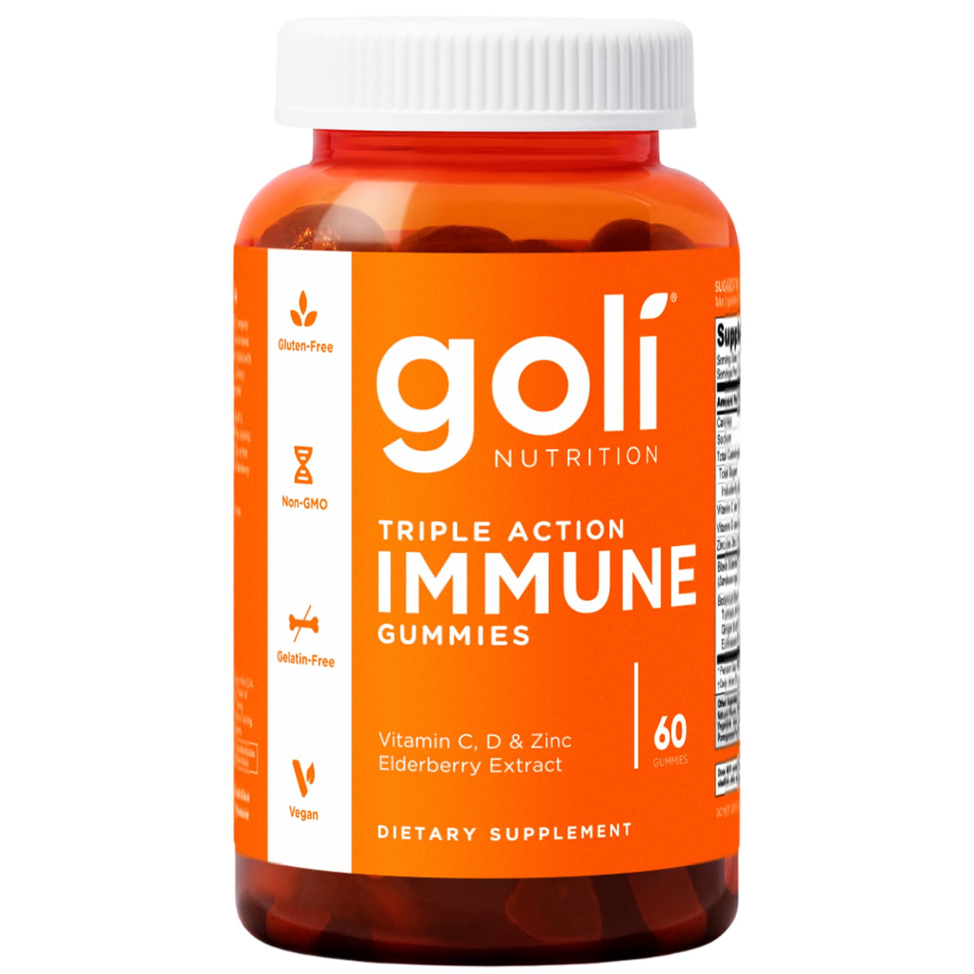 Goli Immune Gummy bottle front with elderberry and vitamins for daily support