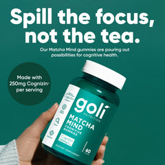 Goli Matcha Mind Cognizin label highlights cognitive support.