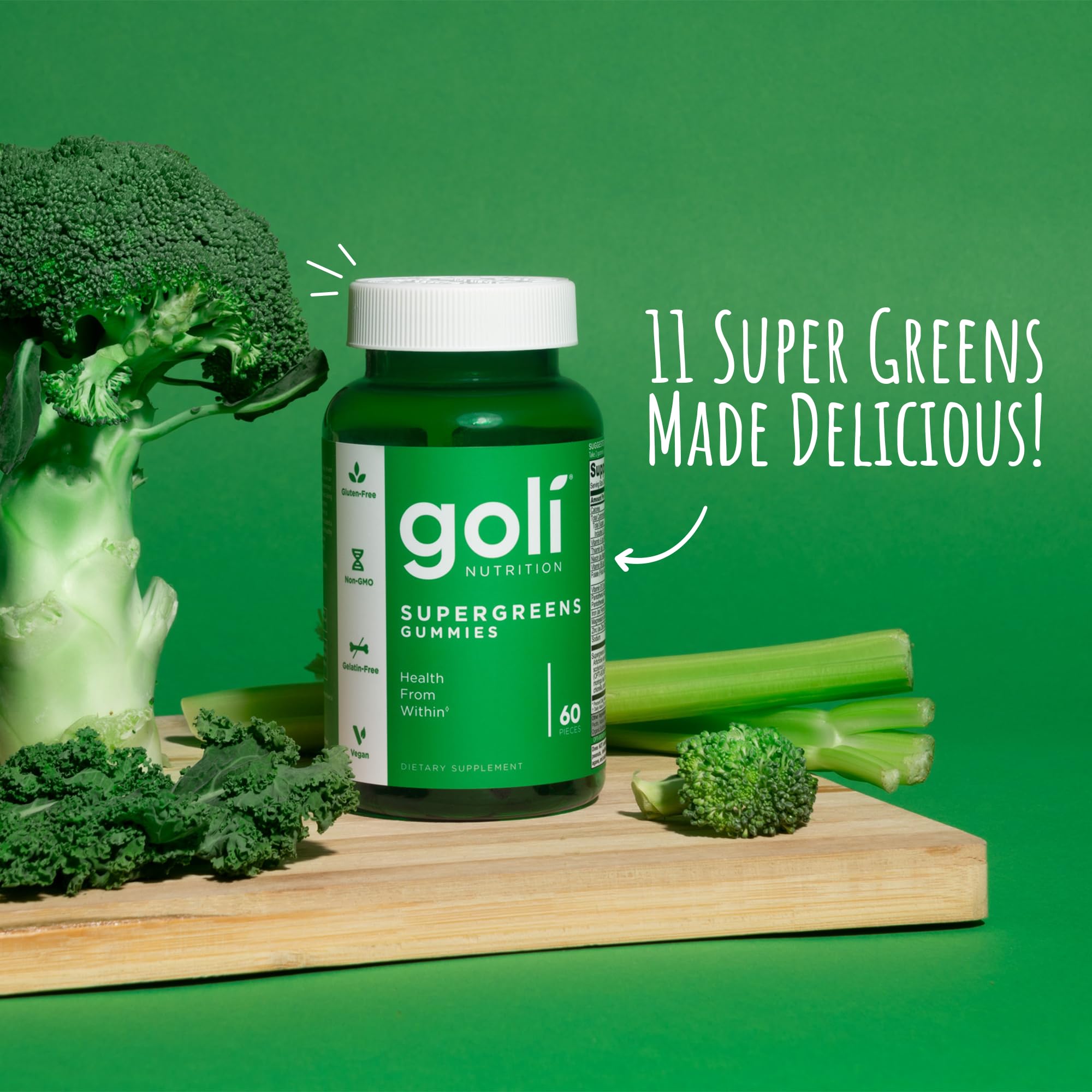 Goli Supergreens artichoke leaf ingredient close-up highlighting digestive support.