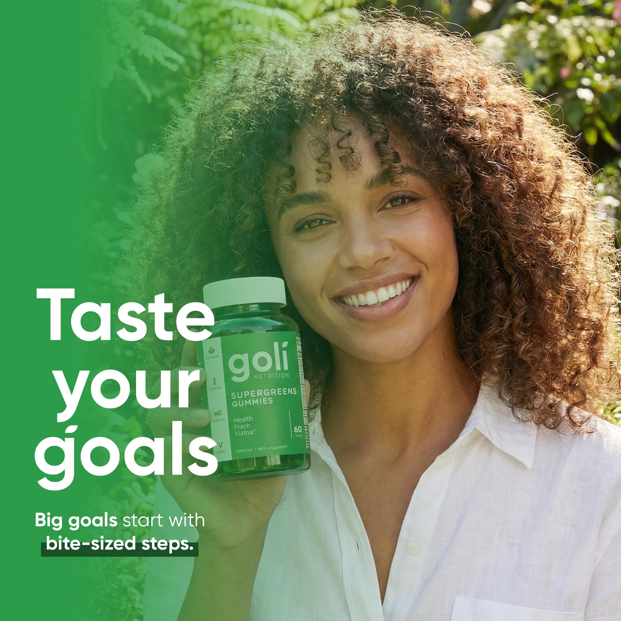 Goli Supergreens kale ingredient close-up rich in nutrients.