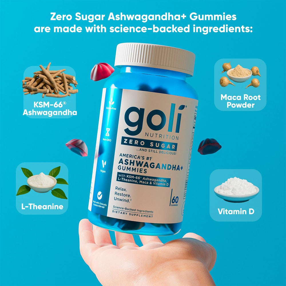 Goli Zero Sugar Trio includes ashwagandha and L-Theanine in the blend.