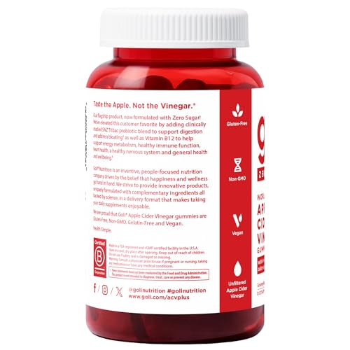 Goli Zero Sugar Trio label close-up highlighting vegan, gluten-free, non-GMO features.