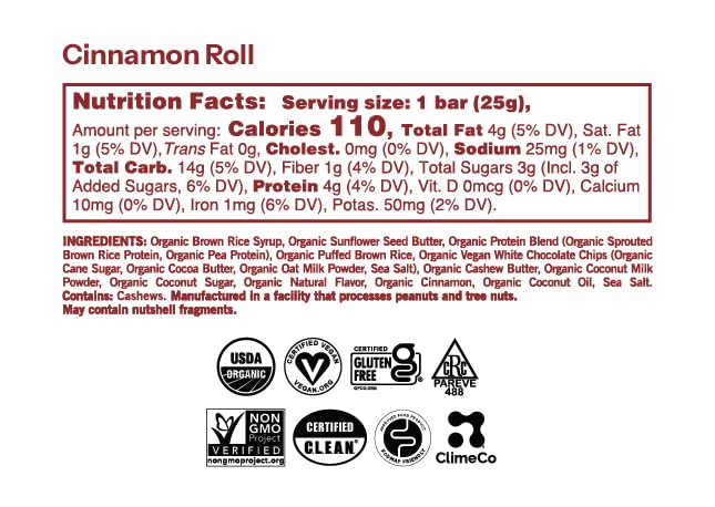 GoMacro Kids Cinnamon Roll bar close-up reveals soft, chewy texture and cinnamon sweetness.